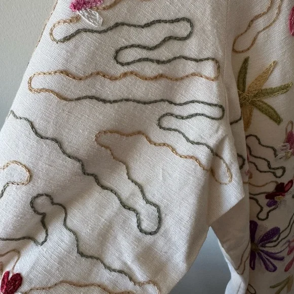 CONSIGNED—Embroidered Floral White Button-Front Jacket - Picture 8 of 10